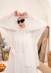 AZHAAR FRONT OPEN ABAYA- WHITE